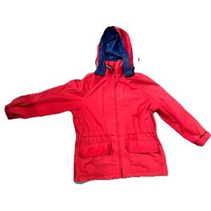 VTG Rain Coat Pacific Trail W Sz XS Hooded Windbreaker Jacket Red Blue‎ Parka